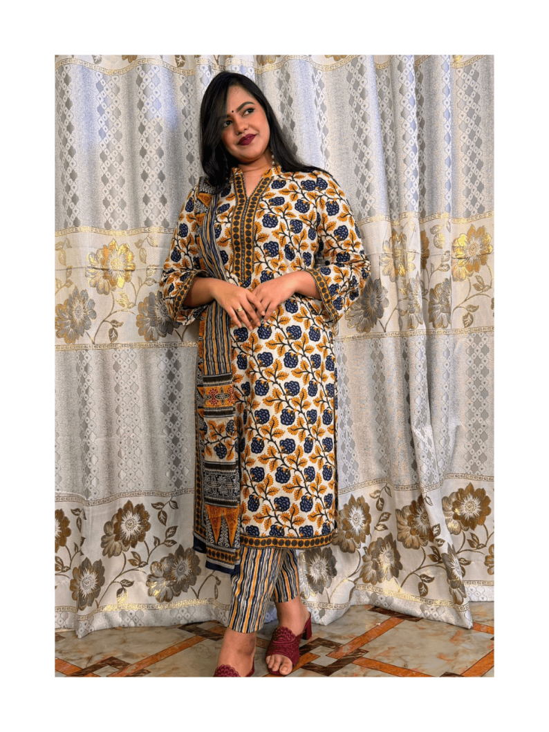 Kalamkari Cream Blue